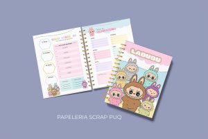 agenda labubu ilustrada con diseño tierno y anillado para organizar tu semana.