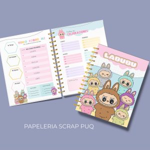 agenda labubu ilustrada con diseño tierno y anillado para organizar tu semana.